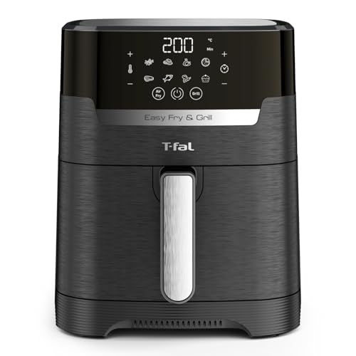 Tefal Easy Fry & Grill Heißluftfritteuse, 2-in-1 Technologie (Air Fryer und Grill), Digitales Display, 4,2 Liter für 6 Portionen, 8 Kochprogramme, energiesparend, ohne Öl, schwarz, XL, EY5058