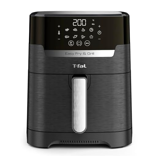 Tefal Easy Fry & Grill Heißluftfritteuse, 2-in-1 Technologie (Air Fryer und Grill), Digitales Display, 4,2 Liter für 6 Portionen, 8 Kochprogramme, energiesparend, ohne Öl, schwarz, XL, EY5058