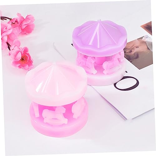 TEHAUX 3 Conjuntos De Molde De Carrossel Guarnição Flexível Molde De Vela De Silicone Resina Artesan