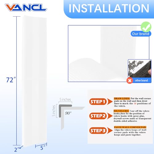 Image of Wall Corner Pads White Two Sides Wall Corner Padding Heavy Duty Wall Safety Padding Waterproof Durable 2 Sides Wall Corner Guards for Protector