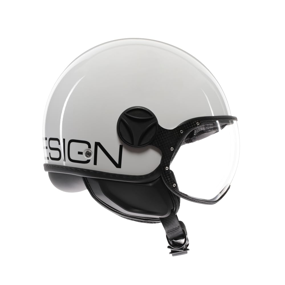 MOMO Design - FGTR CLASSIC E2206, Casco Moto Jet, Casco Jet Homologado ECE, Casco Jet Abierto Scooter, Hombre y Mujer, Ligero con Visera, Blanco Negro, M