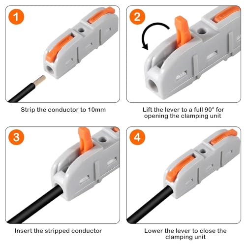 Conector de cable en línea 1 a 1 de 20 terminales eléctricos para empalmes rápidos 3