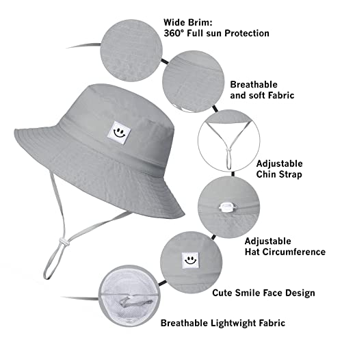 Image of MaxNova Baby Sun Hat Smile Face UPF 50+ Toddler Bucket Hat for Boys Girls 0-7 Years