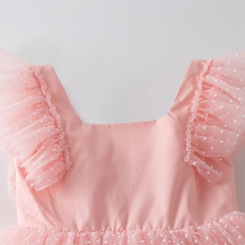 Image of Tutu.kk Toddler Girls Vintage Party Dress Ruffled Sleeve A-Line Tulle Flower Girl Dresses for Wedding,Birthday