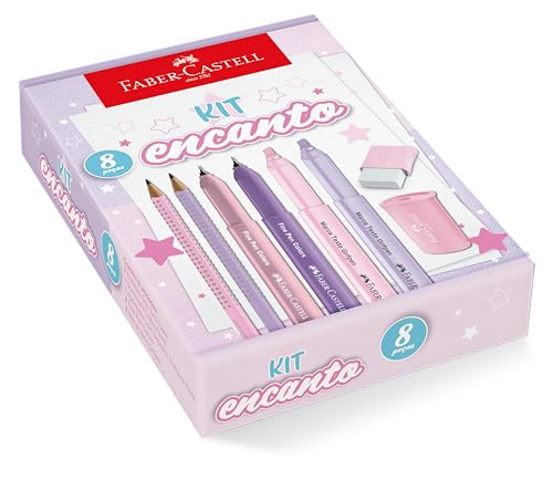 Kit Encanto Faber-Castell Com Produtos Rosa e Roxo Em Tons Pastel *EDIÇÃO LIMITADA*