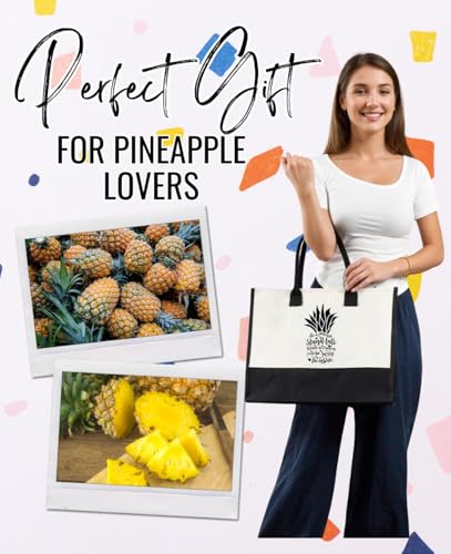 Image of InnoBeta Pineapple Gifts for Women, Canvas Tote Bag for Pineapple Lovers