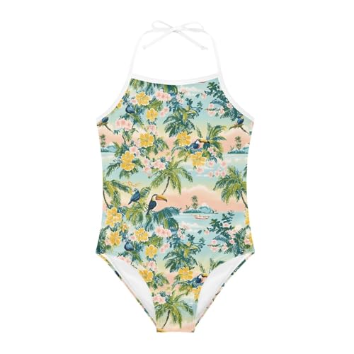 Cumagical Kids One Piece Swimwear UV Resistant Fabric Quick Dry Athletic Training Swim Suit for Girls Summer Beach Pool Party