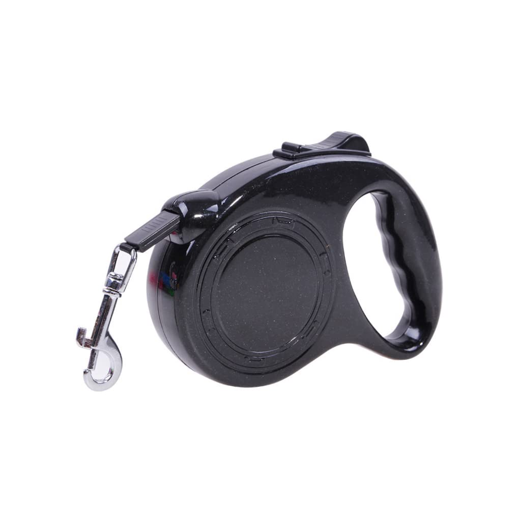 Guinzaglio retrattile portatile per animali domestici Corda da passeggio per cani durevole Allungabile Guinzaglio per cani lungo e robusto Guinzaglio con bottoni elastici in nylon 5 metri Nero