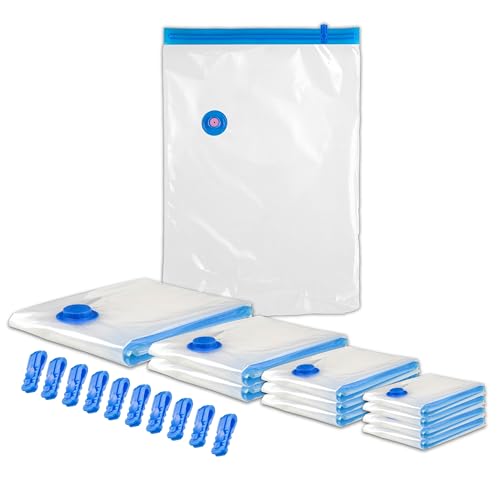 INCA'S Sacchi Sottovuoto Vestiti, 10 Sacchetti Salvaspazio Armadio Impermeabili e Resistenti, Buste Per Indumenti Riutilizzabili per Piumoni, Abiti e Vestiti Bambini