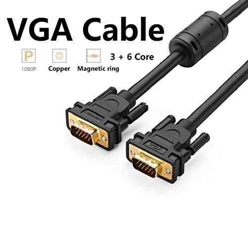Lysee VGA Cables - vga line computer monitor cable vga data cable 1.5 meters meters - (Color: Black, Length: 5m)