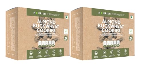Image of Nourish Organics Almond Buckwheat Cookies | Gluten-Free, High Fibre Cookies | Made with Buckwheat, Almonds & Seeds | No Refined Sugar | 120g (Pack of 2)