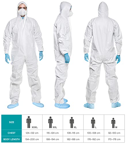 ACE CoverX Arbeits-Overall mit Kapuze - Einweg-Schutzanzug für die Arbeit - gegen Chemikalien & Partikel – Bild 2