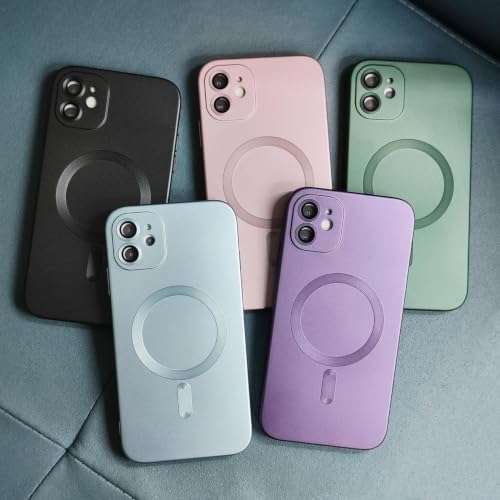 Image of DIZORO Magnetic Case for iPhone 12 Cover [Compatible with MagSafe][Built-in Camera Lens Protector] Slim Soft Silicone Bumper Shockproof Metallic Luster Back Cover Phone Cases (Black)