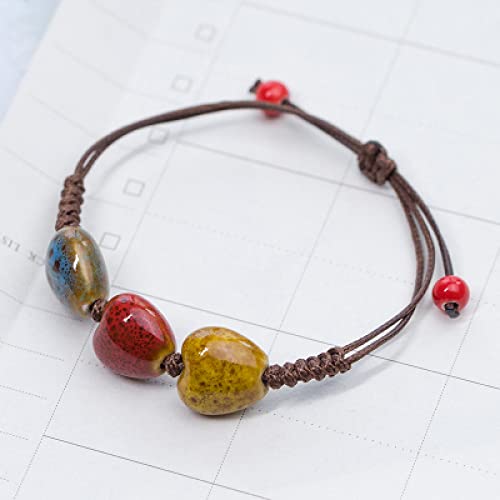 PAIHUIART Bracciale Bracciali Braccialetto Bracelet Donna Regalo Bracciale in Ceramica con Pietre d'Amore Piccoli Gioielli Femminili Intrecciati A Mano 4