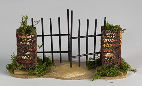  PERAGA GARDEN CANCELLO 2 Ante in Ferro con Base 14.5X4X8.5CM Accessori PRESEPE Classico