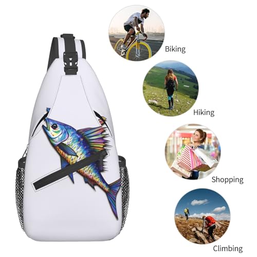 Fish art Cross Chest Bag para Hombre y Mujer miniatura 6