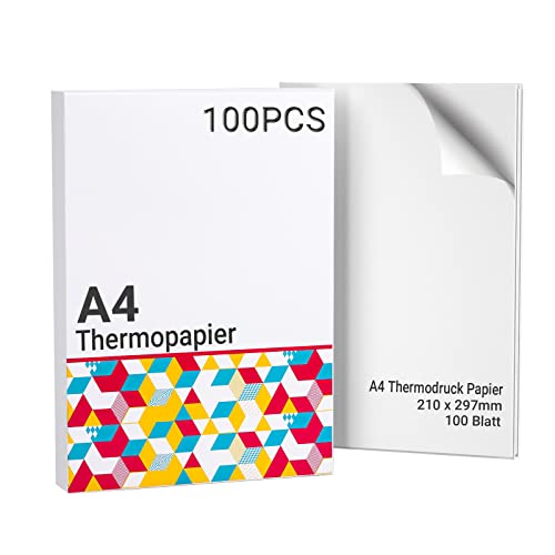 Papel térmico A4 para impresora portátil M08F-A4, compatible con Brother PJ762/PJ763MFi, Phomemo M08F, HPRT MT800/MT800Q, papel térmico de secado rápido M08F, 210 x 297 mm, 100 hojas