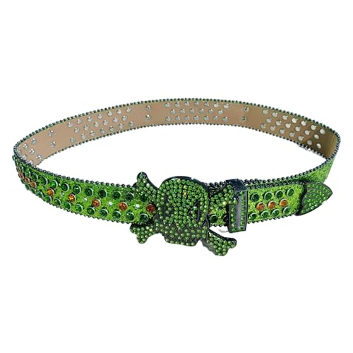 Waist Belt Shinning Rhinestone Buckle Belts For Woman Men Rhinestone Skull Decor Waist Strap For Jeans Dress