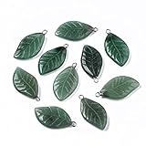 Beadthoven 10pcs Natural Green Aventurine Gemstone Pendants Carved Leaf Stone Healing Crystal Quartz Chakra Stone Charms Pendants for DIY Necklace Jewelry Making Accessories