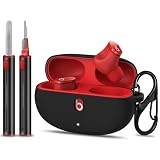 MOLOVA Silicone Case Cover for2021 New Beats Studio Buds,Comes with Cleaner Kit, Anti-Lost Shockproof Protective Case Cover for Beats Studio Bud Easy Carrying Replacement Case with Carabiner（Black）