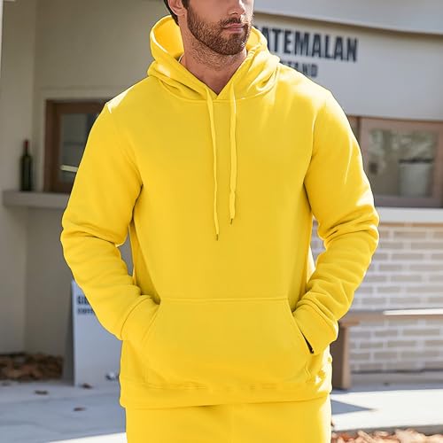 Hoodies for Women Men UK Blouse Shirt Autumn Winter Leisure Hooded Sweater Solid Color Sweater Soft Top Blouse Jacket Sweatshirt Colour Jacket Hoodie with Zip Long Sleeve Sport Style Casual Yellow