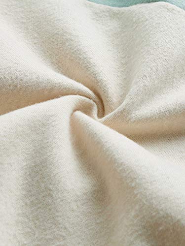 SweatyRocks Women‘s Long Sleeve Colorblock Pullover Fleece Hoodie Sweatshirt Top Beige Green M