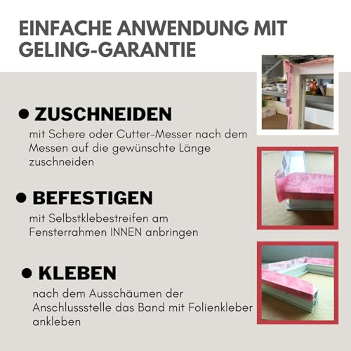 dubaust Fensteranschlussband Fensterband Fensterdichtfolie Fensterdichtband Innen Aussen Luftdicht Schlagregendicht mit Selbstklebestreifen vers. Breiten 30m Rolle (Innen 70mm, 1)