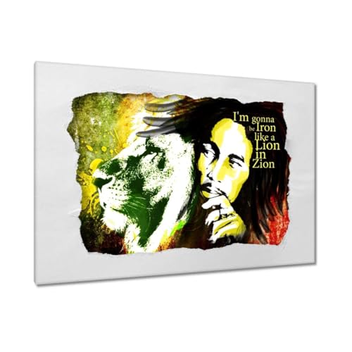 Lion dans ZION peinture imprimée sur toile pour salon moderne tableau mural 90 x 60 cm