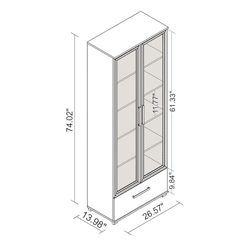 Accentuations By Manhattan Comfort -Mc Serra 5 Shelves Bookcase 1.0, White #TOP2
