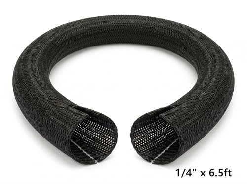 1/4 pulgada manga dividida para cables - protector de cables de 6.5 pies para gestión de cables a prueba de mascotas, envoltura de cable flexible negra para hogar, oficina, computadora, TV y electrónica automotriz miniatura 6