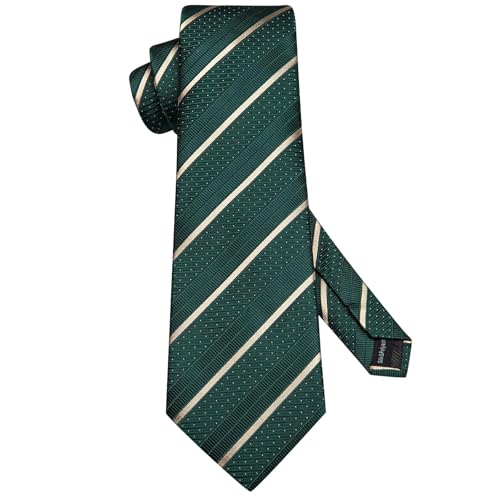 Image of Dubulle Mens Paisley Floral Silk Tie for Men Striped Necktie and Pocket Square Cufflinks Set Wedding Business