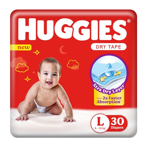 Huggies New Dry Diapers, Large (Pack of 30)