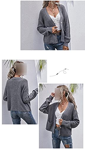 BDCUYAHSKL Herfst en Winter Dames Casual Mode V-hals Effen Kleur Pocket Knop Placket Lange mouwen Gebreide Trui Vest Jas… - Image 7