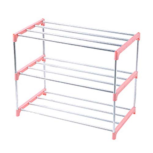 ECOSWAY 3/4 Niveaux Empilable Chaussure Rack Espace Économie Armoire Organisateur de Stockage D'Entrée Étagère - Rose 1# Cover