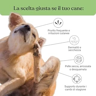 Bau Rimedio Dermatite Cane Anti-Prurito Allergie Stagionali, Alleviano il Prurito Cane, Ingredienti Naturali per la Salute della Pelle del Cane, Mangime Complementare per Cani con Pelle Arrossata