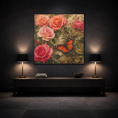 Impression papillon sur toile premium rustique avec châssis de 3cm