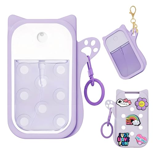LEISENOR Silicone Case Compatible with Touchland Hand Sanitizer Spray, Protective Case for Power Mist and Glow Mist 1 fl oz (Ears Purple)
