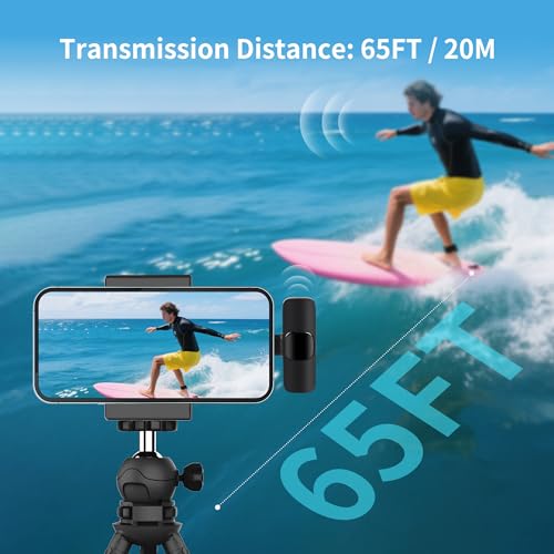 Image of Wireless Microphone for iPhone iPad and Android Phone, 2 Pack Wireless Lavalier Lapel Mic with Noise Reduction, Plug and Play Mini Microphone for Video Recording Interview Podcast YouTube TikTok Vlog
