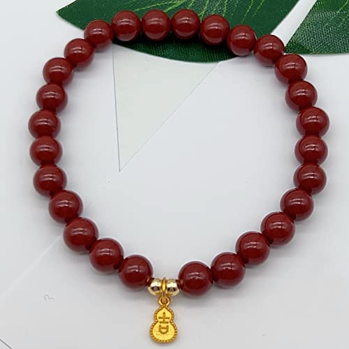 Amulette Feng Shui en quartz cinabre Wu Lou 6mm | Bracelet perles naturelles