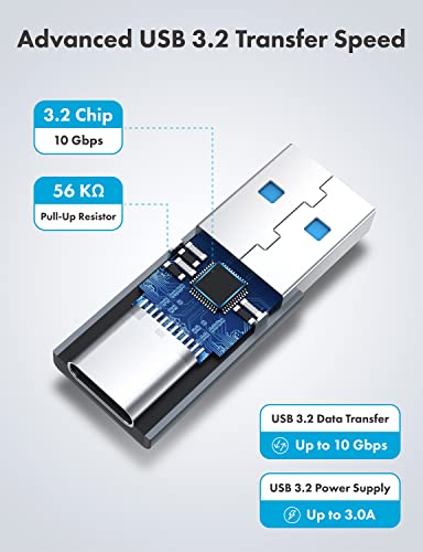 GRAUGEAR | USB-C zu USB Adapter | Double Sides USB-C | 10 Gbit/s Datenübertragung USB 3.2 Gen 2 | Type-C Buchse zu Type-A Stecker | USB auf USB-C USB 3.1 Gen2