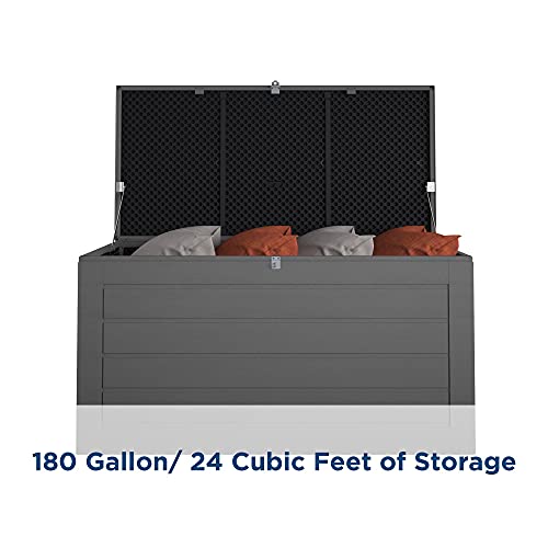 Cosco Outdoor Patio Deck Storage Box, Extra Large, 180 Gallons, Black And Charcoal #TOP2