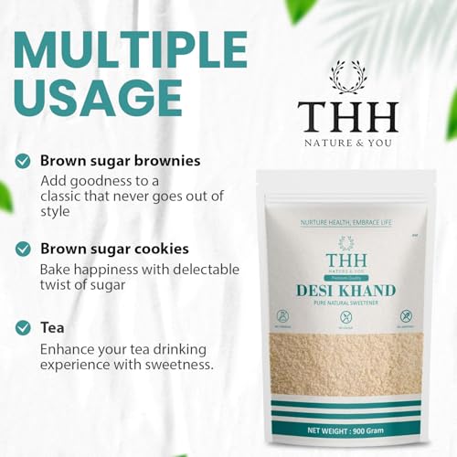 Image of THH Desi Khand Khandsari Raw Sugar - 1.8Kg (900gm - Pack Of 2) | Natural, Unrefined and Raw Sugarcane Khandsari Sugar For Healthy Eating | Chemical & Sulphur Free | Enriched with Essentials Nutrients