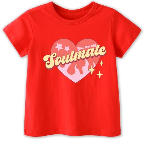Toddler Valentines Day Shirt Boys Girls Kids' Valentine's Day T-Shirts,3-6T, Love Letters, Red Hearts, Soulmate, Match...