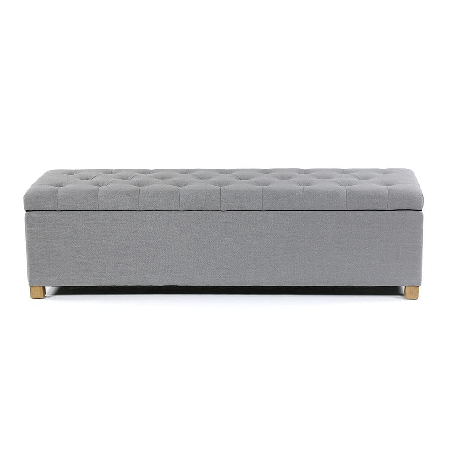 Image of MODERN WAVE Ashlee 50 inch Large Fabric Upholstered Flip Top Storage Bench 3 Seater Sofa Couch Pouffe Sofa Bench Ottoman for Living Room, Bedroom, Office. (Grey)