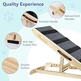Pawaboo Hunderampe, Tragbare Haustiertreppe aus Holz, 4 Verstellbare Höhen 11.6' - 22.4', Haustierrampe für Kleine Mittelgroße Hunde mit Anti-rutsch bis 143lbs, Hundeeinstiegshilfe Auto Bett Sofa