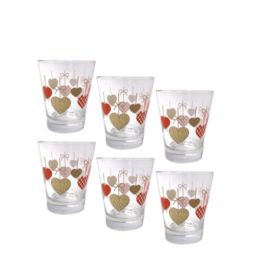 MAURY'S IL NUMERO UNO DEL RISPARMIO BATTICUORE SET 6 BICCHIERINI DA CAFFÈ IN VETRO CON DESIGN A CUORI COLORATI