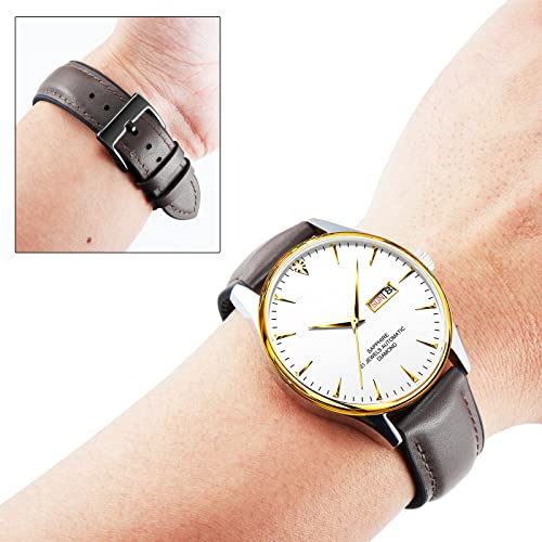 Image of BINLUN Leather Silicone Watch Bands 14mm 16mm 18mm 19mm 20mm 21mm 22mm Quick Release Breathable Micro-Perforated Leather Silicone-Lined Hybrid Watch Straps Silver /Black /Gold Buckle Men Women