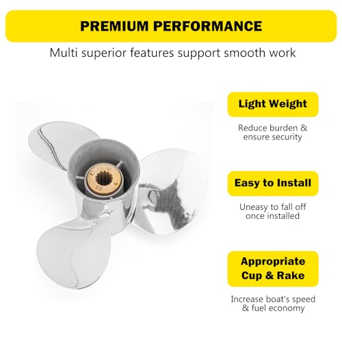 Image of 10 1 /2 x 13 Stainless Steel Outboard Propeller for Mercury Engines 30-70 HP Reference No.48-816704A45, 13 Tooth, RH