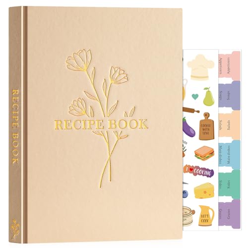 Lanpn Livro de Receitas Capa Dura, O Meu Caderno de Receitas B5 Para 120 Receitas, Livro de Receitas de Cozinha para Escrever, Recipe Journal Book, Cadernos para Receitas de Cozinha em Branco, Aveia