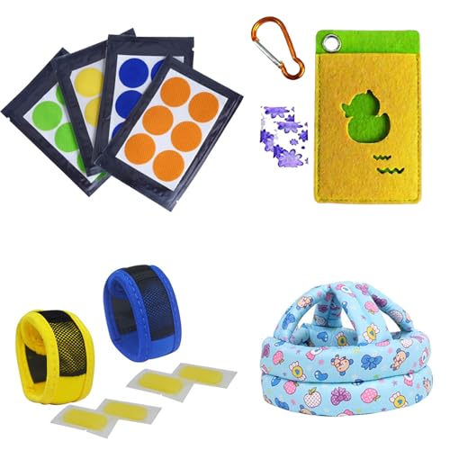 Image of Safe-O-Kid Mosquito & Outdoor Protection Kit | 24 Ayurvedic Anti-Mosquito Patches, 1 Anti-Mosquito Pouch, 2 Mosquito Repellent Bands & 1 Baby Cotton Helmet | Outdoor Safety for Babies - Assorted